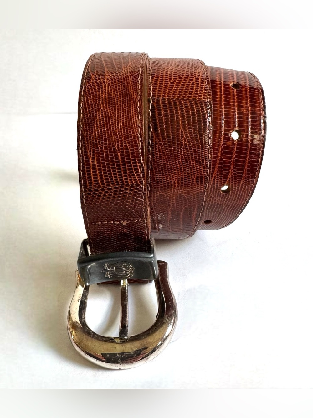 Brooks Brothers Brown Genuine Lizard Leather Belt M Preppy Classic Western